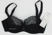 NWT Chantelle C16B50 Every Curve" Soft Cup Full Figure Balconette Lace Bra Black