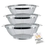 - 3 Piece Colander Set - Stainless Steel Mesh Strainer Net Baskets with Handl...