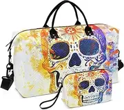 [YXYZRMY] Abstract Skull Colorful Travel Duffel Bag Gym Bag Sports Tote Bag with Multiple Interior Pockets Shoulder Weekender Bag for Women Men with Toiletry Bag 20.5”x 7.9”x 13.8”, Multi-Colored, one