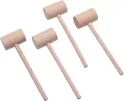 4 Pcs Wooden Crab Lobster Mallets Seafood Hammers, Solid Natural Beechwood