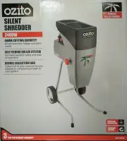 Ozito 2400W Silent Electric Garden Shredder Mulcher Compost Wood Chipper 3YRWTY