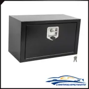 Black Storage Tool Box 24"x"12"x14" 2x Chain + 1x Lock For Truck RV Garage Home
