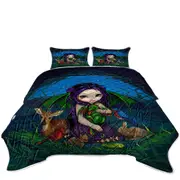 Dragonling Garden Cute Fairy with Animal Friends Coverlet