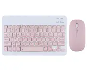Portable Bluetooth Slim Wireless Keyboard + Mouse 2-in-1 Combo for Tablets, Smartphones, PCs, Smart TVs, Pink