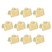 30Pcs Ribbon End Crimp Clamps, 8.5mm Pinch Cord End Clasps for DIY Making, Gold