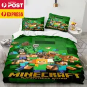 Minecraft Gaming Steve Alex Room Décor Duvet Quilt Cover Pillowcases Set S D Q