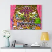 Krishna temple worship - canvas wall art print || Hare Krishna wall art