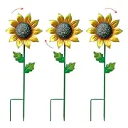 Metal Sunflower Flower Garden Stakes, Wind Catcher Spinner Garden Stakes, Gar...