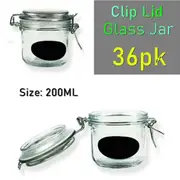 36x Mini Glass Jar 200ML Air Tight Clip Lid Kitchen Food Storage Container Jars