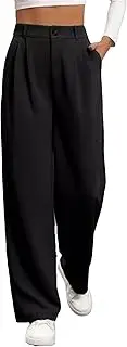 [Generic] Wide Leg Stretchy Work Pants Slacks for Women Business Casual Pants High Waisted Waffle Dress Pants