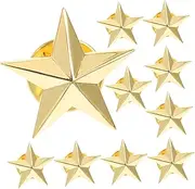 [OATIPHO] 10pcs Pentagram Badge Veterans Day Costume Gold Brooch Trendy Decor Star Brooch Star Pins Badges Labor Day Pin Star Award Pin 5 Point Star Badge Lapel Pin Alloy Golden