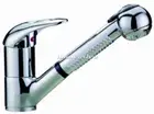 Hoop Lever Brass Chrome Pull out Swivel Kitchen Sink Mixer Tap Laundry Trough Fa