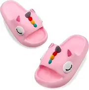 [Tounsol] Toddler Little Kids Slides Sandals Unicorn Shark Bunny Beach Pool Shower Slides Anti-Skid Home Bath Slippers Cute Summer Outdoor Shoes for Girls and Boys