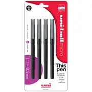 Uni-Ball Micro Rollerball Pens Black 4 Pack