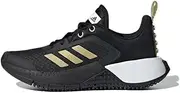 [adidas] X Lego Sport J Kids Youth Running Shoes, Core Black/Gold Metallic/Cloud White, US 4