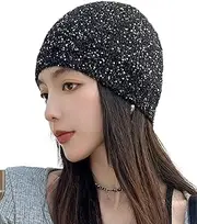 [Generic] 2025 Glitter Sequins Beanie Hats for Women Soft Knitted Winter Hats Y2K Fashion Skull Cap Bonnet Stretchy Warm Hat