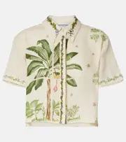 [Agua by Agua Bendita] Agua by Agua Bendita Virtuosa Wild embroidered linen shirt UK 6 beige