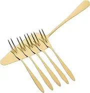 ABOOFAN 1 Set Stainless Steel Cake Server with Gold Finish and Pastry Forks Elegant Cake Cutting and Serving for Weddings Parties and Everyday Use and Stylish Design