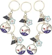 MERRYHAPY 5pcs Decorative Keyring Charms Japanese Cherry Blossom Keychain for Backpacks Cars and