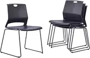 Sidanli Stacking Chairs Stackable Waiting Room Chairs Conference Room Chairs-Black (Set of 4)