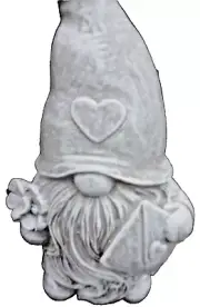 Latex gnome concrete mold heart flowers Valentine plaster cement mould 12"Hx6"W