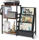 Record Player Stand Turntable End Table with 3-Tier Vinyl Record Storage Holder