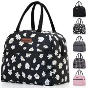 Insulated Lunch Bag for Women Men, Lunch Containers Reusable High Black Daisy