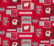 University of Wisconsin Badgers Patchwork Fleece Fabric-Fleece Blanket Fabric