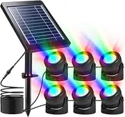 Oimzzr Set of 6 Solar Pond Lights Submersible Fountain Lights IP68 Underwater Landscape Spotlights with Adjustable Head for Pond Fountain Pool Garden Yard Decoration