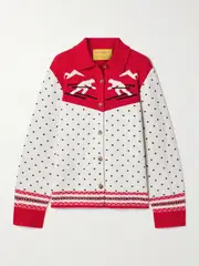[Guest In Residence] Guest In Residence - Downhill Wool And Cashmere-blend Jacquard Cardigan - Red - x small x small Red