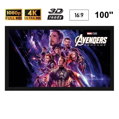 Visualax 100" inch Fixed Frame Hi Contrast Grey Projector Screen TRUE 16:9