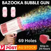 69 Holes Bubble Gun Toy Automatic Bazooka Soap Water Bubble Machine Gift AU