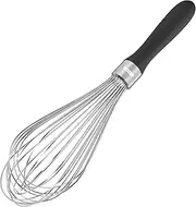 U-Taste Kitchen Whisk Egg Beater: 18/10 Stainless Steel Balloon Whisk, Heavy Duty Metal Whisk, Manual Mixing Tool with 12 High-Flex Wires for Stirring, Blending Sauce, Batter (L, Black)