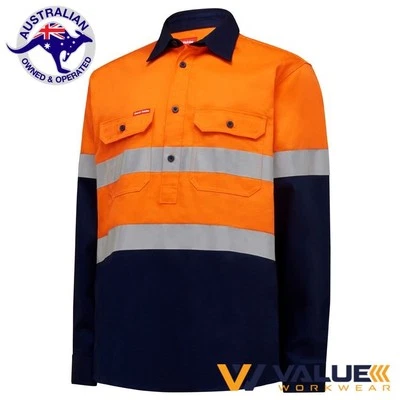 Hard Yakka Hi-Vis Long Sleeve Heavy Weight 2Tone Shirt Y04615