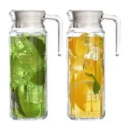 Glass Pitcher with Lid – Set of 2 34Oz Glass Water Pitcher – Cold Water Caraf...