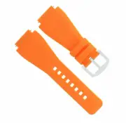 24MM FOR SUUNTO CORE WATCH SILCONE RUBBER WATCH BAND STRAP ORANGE BRUSH BUCKLE