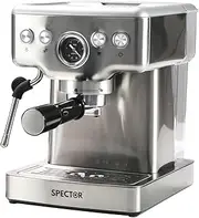 [Spector] Coffee Machine Espresso Latte Cappuccino Capsule Drip Coffee Maker Bean Grinder, LCD Pre - Soaking Feature - Steam Milk Frother 20 Bar Stainless Steel(21cm x 26.5cm x 29cm, Silver)