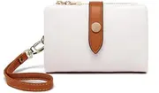 [TOPKULL] TOPKOOL Wallets for Women Small Bifold Rfid Leather Ladies Wallets,Compact Wristlet Womens Billfold,Trifold Card Holder with Multi Credit Card Slot Zipper Coin Pocket and Wrist Strap, White, Small