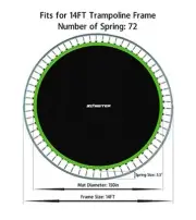 Zoomster Replacement Jumping Mat, Fits 14 ft Round Trampoline Frame 72 V Hook