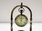 Antique Brass Table Clock Compass Style Nautical Maritime Ship Desk Clock Office