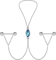 [WOSEXYMEN] Nipple Chains Pierced Necklace 14G Barbells Nipple Rings Drizzle Dangle Body Piercing Jewelry