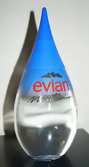 Millenium EVIAN Large Glass Collectible Water bottle Special Edition 1999 2000