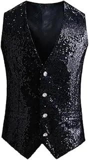 [HEYDHSDC] Men Sequin Suit Vest Slim Fit Singer Stage Performance Dress Waistcoat Four Seasons F L