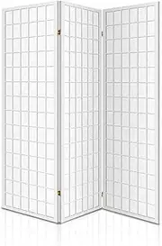 Artiss Room Divider, 3 Panel Folding Wooden Privacy Portable Screen Shelf Dividers Partition Wall Screens Home Pet Child Indoor Balcony Bedroom Furniture, Separator Water-Resistant White