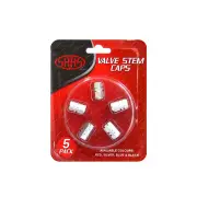 SAAS Tyre Valve Stem Caps Silver 2 Groove Wheel Tire Covers - in a Pack of 5