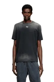 [Diesel] Diesel - Faded T-shirt with cut-out Oval D - T-Shirts - Man - Black XL Black