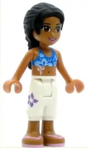 LEGO Friends Minifigure White Cropped Trousers, Dark Azure Bikini Top (Genuine)
