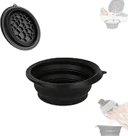 Face Bowl for Ice, Facial Cold Plunge Bowls Kit, Silicone Facial Ice Bath Bowls, Portable Foldable Silicone Frozen Bowl, Hanging Storage (Black)