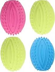 4 Pcs Pet Dog Ball Fetch Ball Chew ToysRubber Rugby Ball Football for Small Dogs