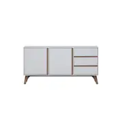 Design Square Sanford Buffet Unit Sideboard Storage Cabient W/ 2-Doors 3-Drawers - White/Oak
